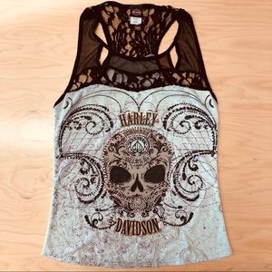 HARLEY DAVIDSON BLING TANK TOP LACE & RHINESTONES